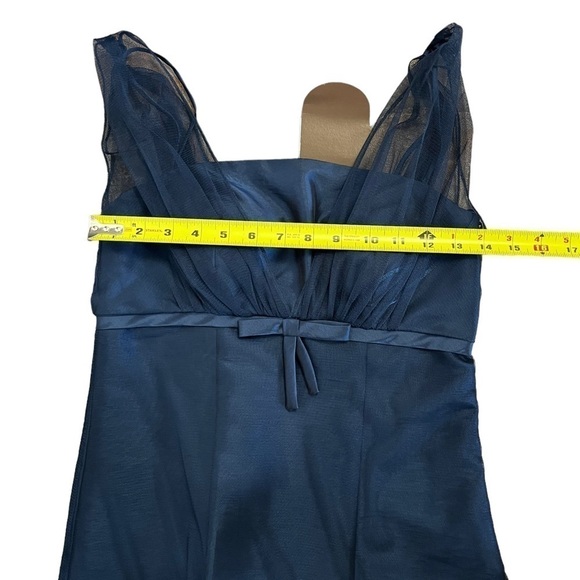Jessica Iridescent Navy Chiffon Empire Waist Dress Sz 2 Wedding Prom Formal - Picture 13 of 15